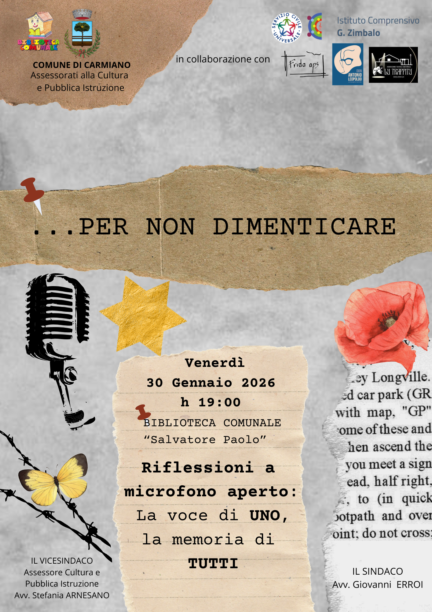 …PER NON DIMENTICARE Riflessioni a microfono aperto: la voce di UNO, la memoria di TUTTI