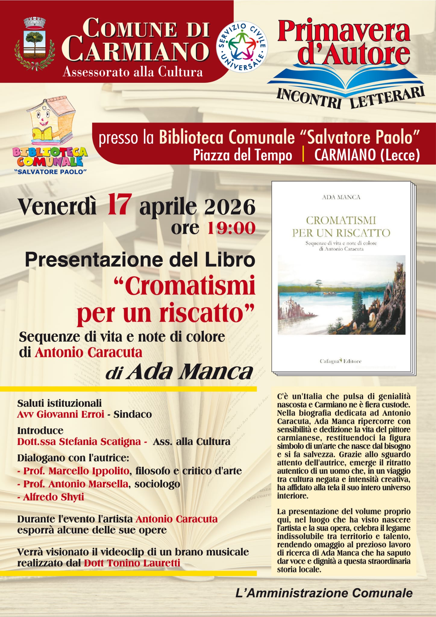 Al via "Primavera d’Autore: incontri letterari"